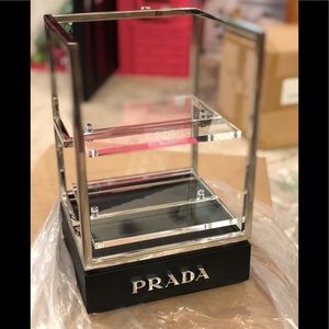 NEW PRADA STEEL&LUCITE 2 TIER/SHELF VANITY DISPLAY